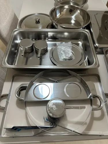 Kit Buffet/Rechaud em Inox Completo - Bandejas, Cubas, Tampas e Acessórios