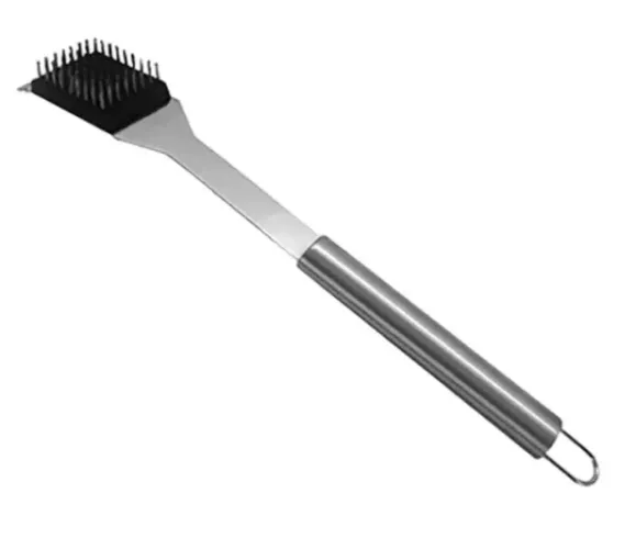 Escova Para Grelha Aço Inox Com Cabo 34,5cm Com Raspador Limpa Grelha Churrasco CLINK 