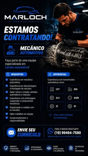 vaga mecânico oficina de câmbio