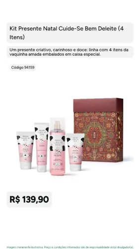 Kit feminino oboticario deleite 4 itens