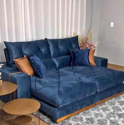 LINDO SOFÁ RETRATIL RECLINAVEL 2,50 ESPUMA D33 MOLAS ENSACADA