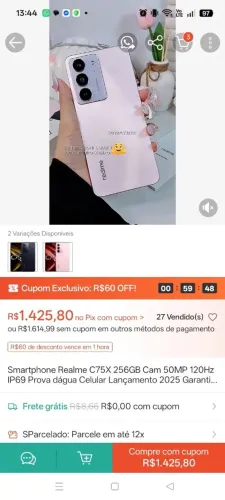Celular realme C75 256gigas