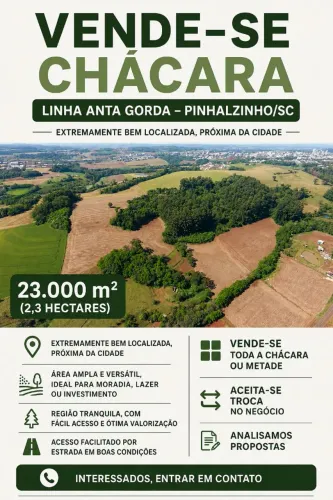 Vende-se chácara próxima da cidade de Pinhalzinho SC