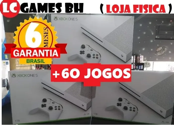 XBOX ONE S 5OOGB + 66 JOGOS + O6 MESES GARANTIA + BRINDES ( LOJA FISICA BH )