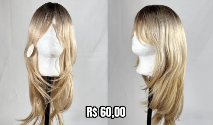 Peruca loura longa 