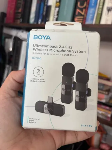 BOYA Microfone de lapela sem fio BY-V20 para Iphone 15 e ANDROID USB C Smartphone Tablet M