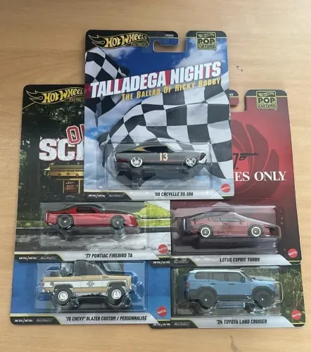 Set hot wheels pop culture 2026 Lotus Chevy chevelle land cruiser