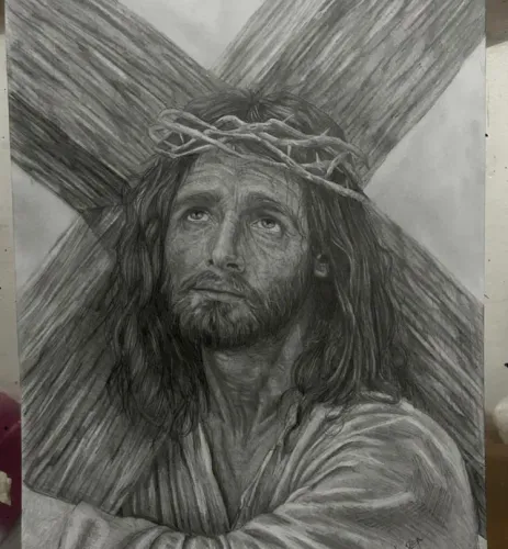 Quadro de desenho de jesus