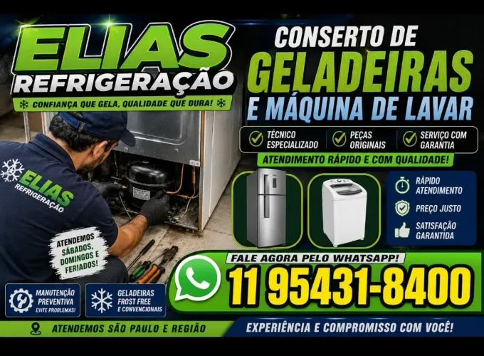 Conserto em geladeira e máquina de lavar