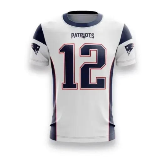 Camisa NFL New England Patriots Tom Brady #12 Retired branca futebol americano exclusiv EU