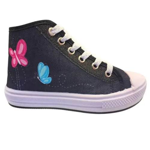 Tênis Casual Cano Alto Meninas Infantil Borboleta Ortobessa Preto 42I138