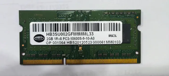 Memória RAM Notebook 2GB DDR3 1333MHz PC3-10600S HBS (Usada)
