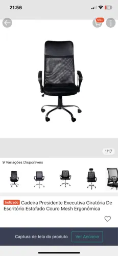 3 Cadeira Presidente Executiva Giratória De Escritório Estofado Couro Mesh Ergonômica