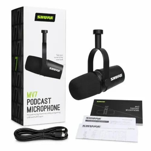 Microfone Profissional Shure MV7 para Youtube, Insta, Tiktok e Lives ORIGINAL