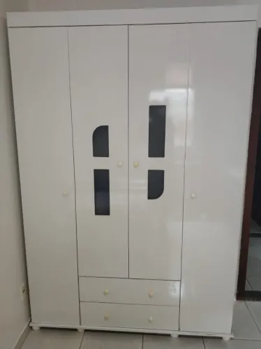 Guarda Roupa Infantil 6 Portas Branco Brilho
