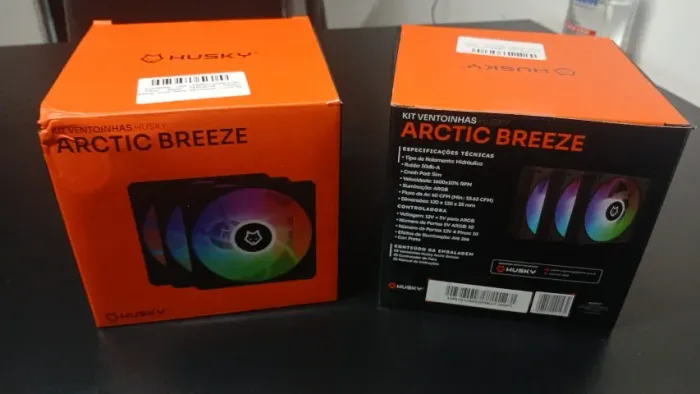Kit 3 Fans Arctic Husky preto , com controladora 3 pinos PWM, novo lacrado na caixa.