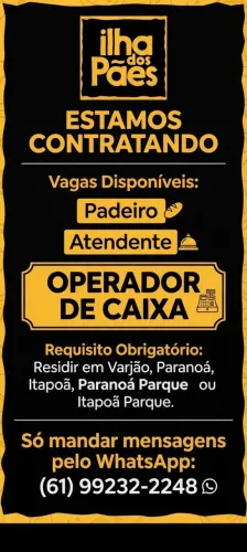 VAGAS PARA OPERADOR E CHAPEIRA OU CHAPEIRO