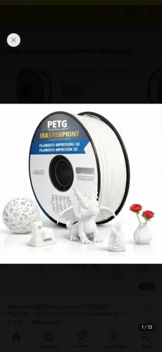 Filamento PETG 1 kg 1.75mm Branco para impressora 3D