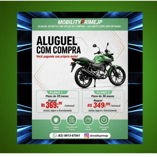 Moto Zero Sem Entrada ? Aluguel com Opção de Compra | Renda para App e Entrega