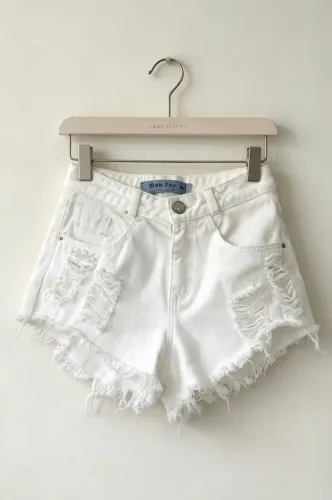 Short Branco Desfiado By Star Tamanho 34