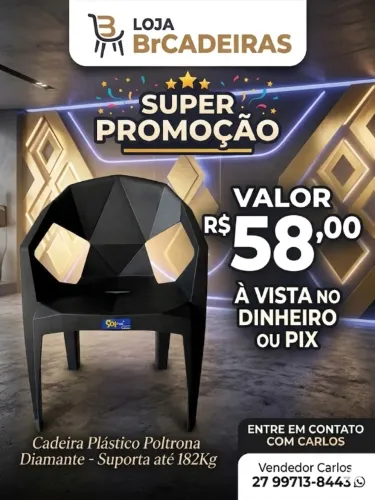 Cadeira Plástico Poltrona Diamante Jr 182kg