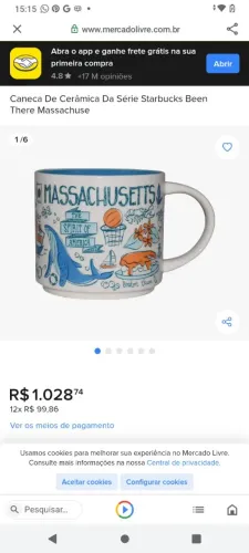 Caneca Starbucks Massachusetts coleção been there 