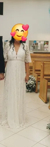 Vestido de Noiva Renda + Véu Brinde Tamanho G