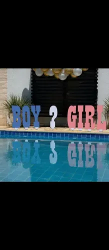 Aluguel de frase Boy e Girl para chá revelação, e números de aniversário.