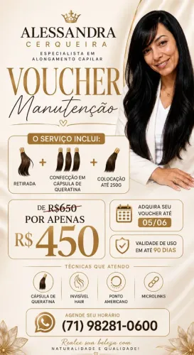 VOUCHER MANUTENÇÃO MEGAHAIR QUERATINA OU ADESIVADO 