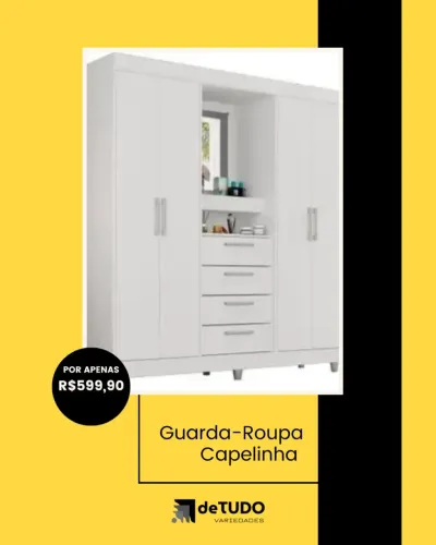 Guarda-roupa com Espelho 4 Portas 4 Gavetas Araplac Pequim