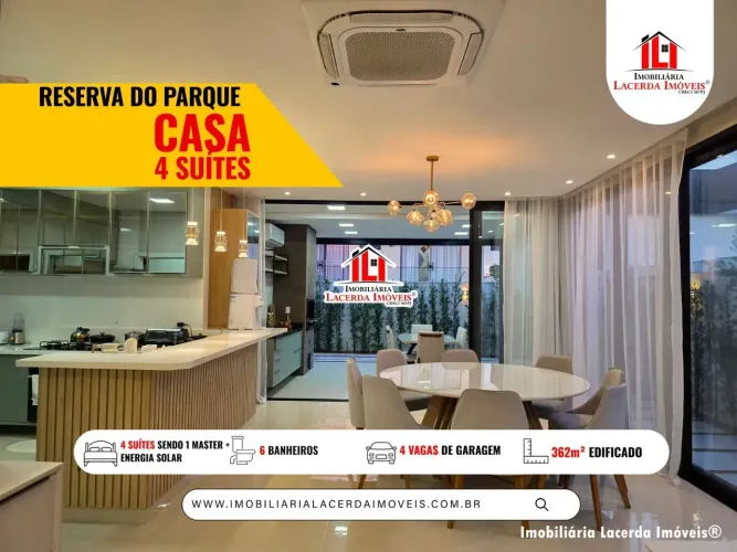 Casa Duplex no Reserva do Parqu 4 Suítes sendo 1 Master com Closet/ Energia Solar/ Parcial