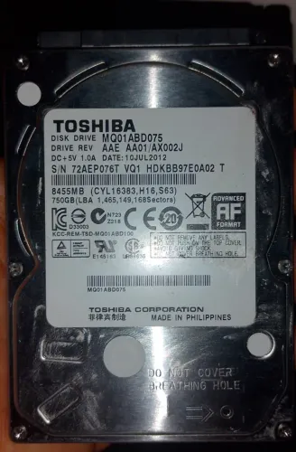Hd toshiba 750GB para notebook