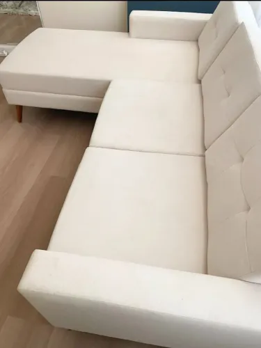 Sofá 3 Lugares Living com Chaise Esquerdo Pé Palito Linho Cotton Cru