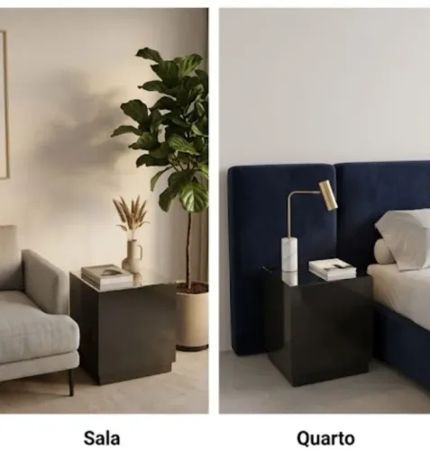 2 caixas MDF pretas decorativas envernizadas
