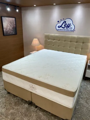 Cama Box Queen Isofort Luxo Ley Colchões, Base + Colchão molas ensacadas individuais