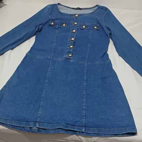 Vestido jeans manga longa.,tamanho G com laycra semi novo
