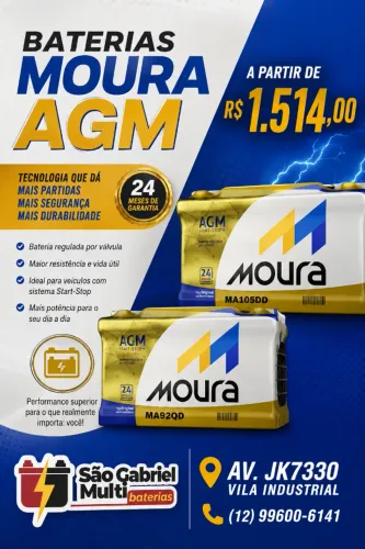 Bateria Moura AGM á partir de R$1.514,00