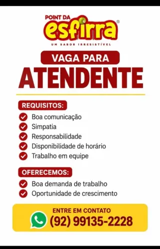 Vaga para Atendente.
