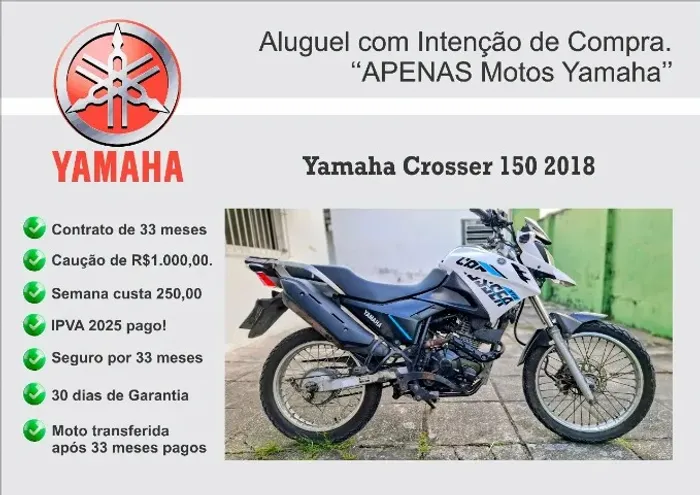 Moto Yamaha Crosser 2018 aluguel com intenção de compra
