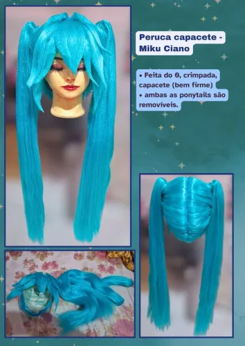 Peruca capacete cosplay Hatsune Miku