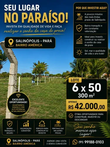 SALINAS PARÁ TERRENO 6M X 50M