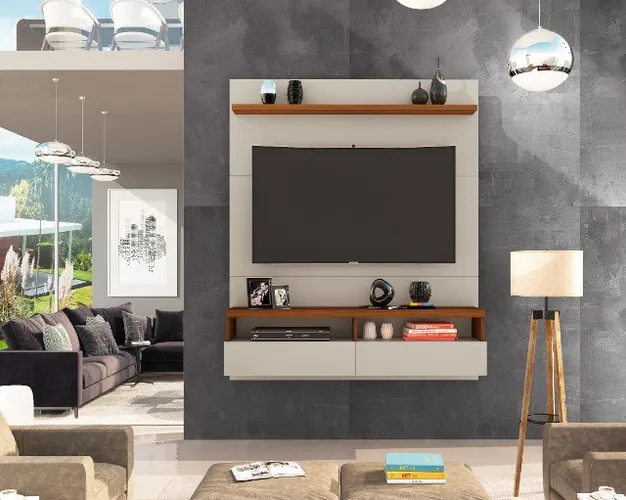 Painel Rotare 1.36m Off white p/ TV até 55'' = Entrega e Montagem Grátis!!!