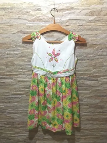 Vestido Infantil Florido Amarelo