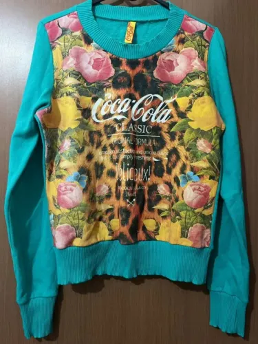 Casaco coca-cola forrado em fleece, tamanho P