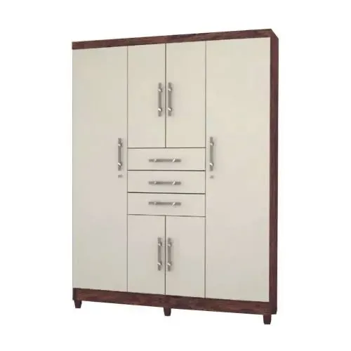 Guarda roupa Casal 7 Portas Novo Imbuia / Champagne