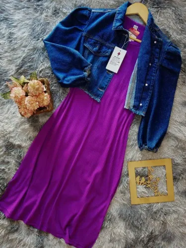 Jaqueta Jeans e Vestido Canelada