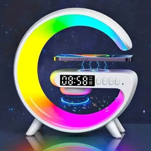 NOVA | Luminária de Mesa G RGB Caixa de Som Carregador Indução 