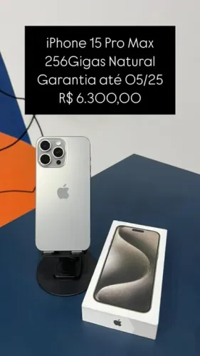 IPhone 15 Pro Max 256GB Titânio Natural Saúde de bateria 100% 05/25 | Semi Novo |