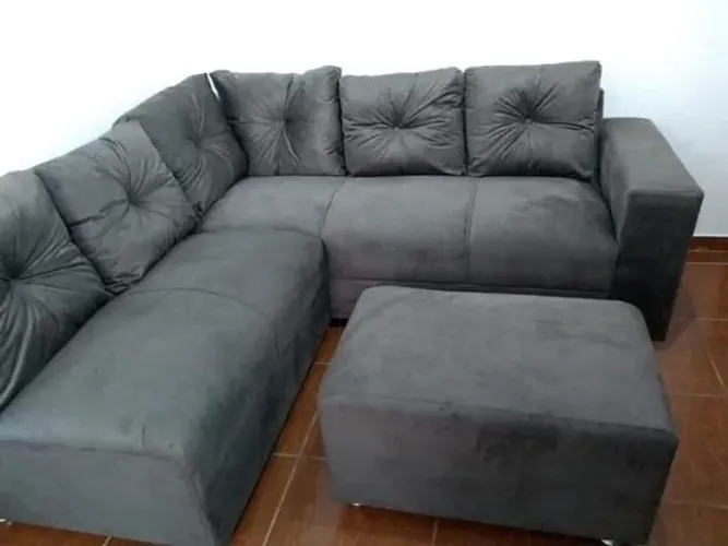 SOFÁ DE CANTO + PUFF BARATO / NOVO LACRADO / PRONTA ENTREGA