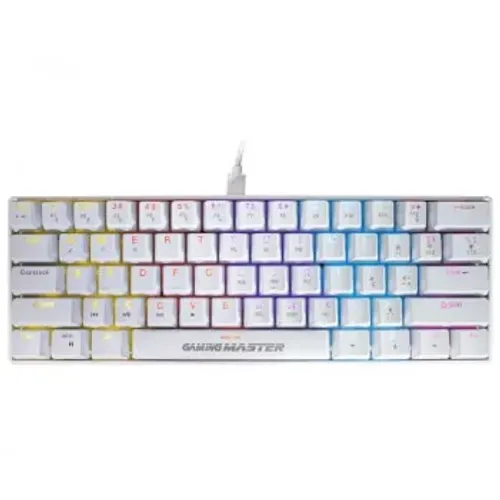 Teclado Gamer Mecânico K-Mex Spectra Fury KBW88, LED 5 Cores, Switch Blue, Branco